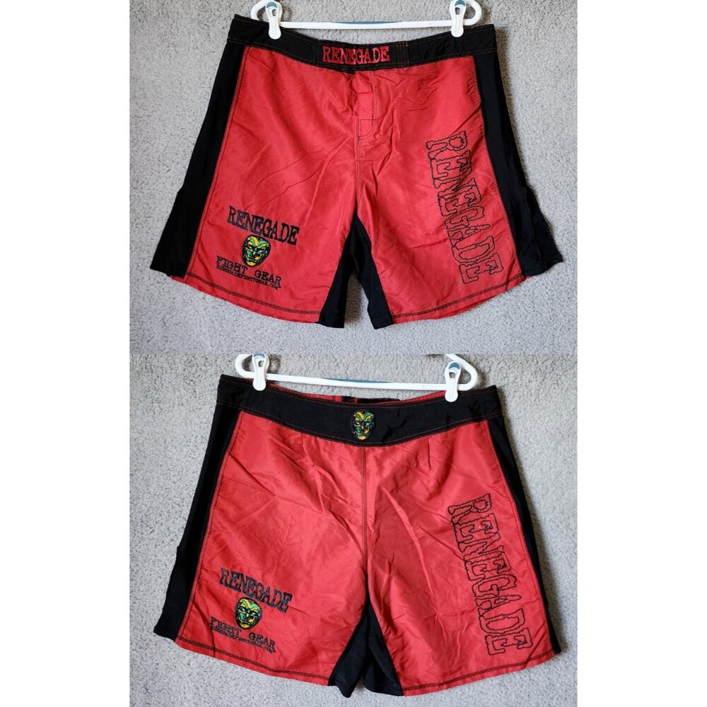 Renegade Fight Gear Red Black‎ BJJ Jiu Jitsu MMA Boxing Grappling Shorts Size 40